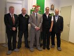 Die Vertreter der amerikanischen Botschaft besuchten die Landeswarnzentrale vlnr: Michael E. Strahberger, Oliver Wutti (LWZ), Konsul Edward J. Hartwig, Günter Hohenberger (LWZ) und  Manfred Weinschenk  © FAKS-LWZ