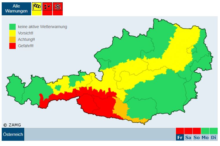 Unwetterwarnung Steiermark Zamg, Wetterwarnung der ZAMG - Zentralanstalt ... - Sie ist einer der ältesten wetterdienste der welt.